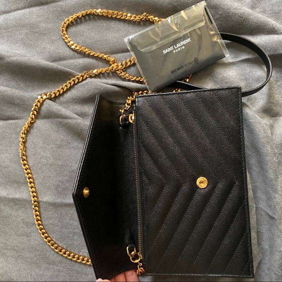 YSL black monogramme envelope chain wallet bag - Picture 4 of 7